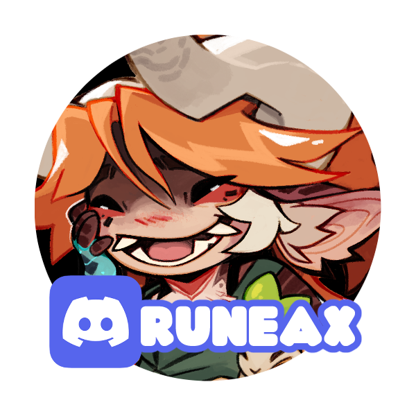 Profile pic with the discord logo and the discord username "Runeax"
